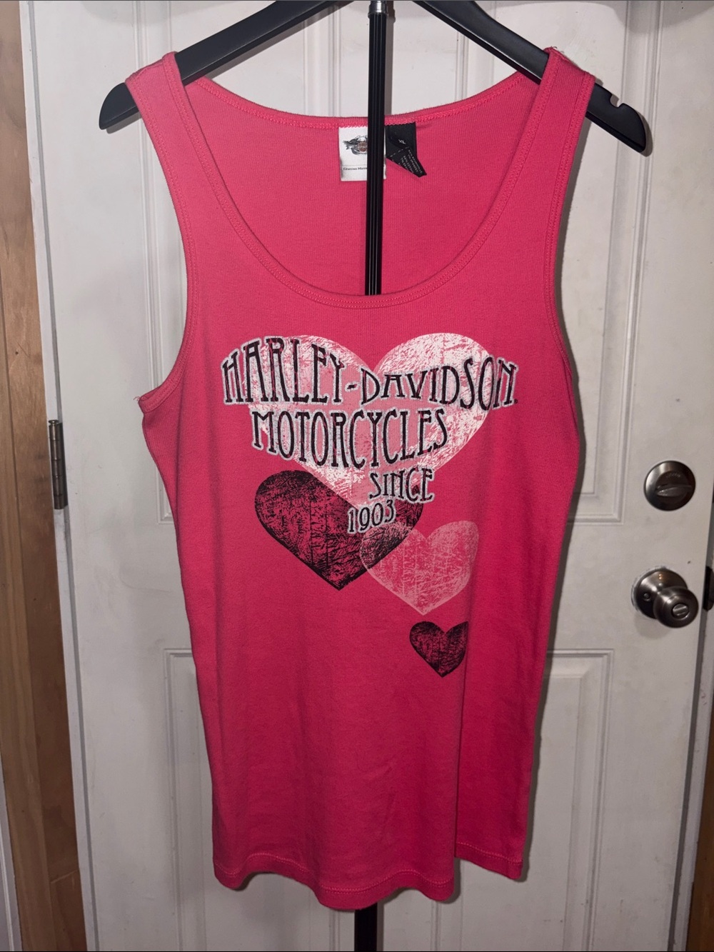 Y2K Harley Davidson Pink Ribbed Heart Tank